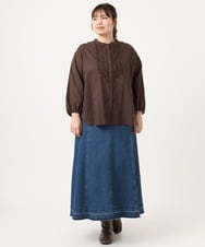 OLHKA04109 eur3(エウルキューブ) 【大きいサイズ】ストレッチデニムロングスカート ネイビー(57)