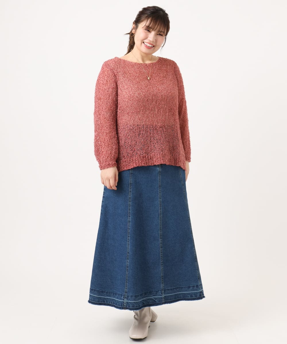 OLHKA04109 eur3(エウルキューブ) 【大きいサイズ】ストレッチデニムロングスカート ネイビー(57)