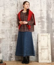 OLHKA04109 eur3(エウルキューブ) 【大きいサイズ】ストレッチデニムロングスカート ネイビー(57)