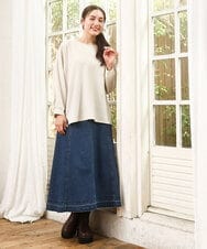 OLHKA04109 eur3(エウルキューブ) 【大きいサイズ】ストレッチデニムロングスカート ネイビー(57)