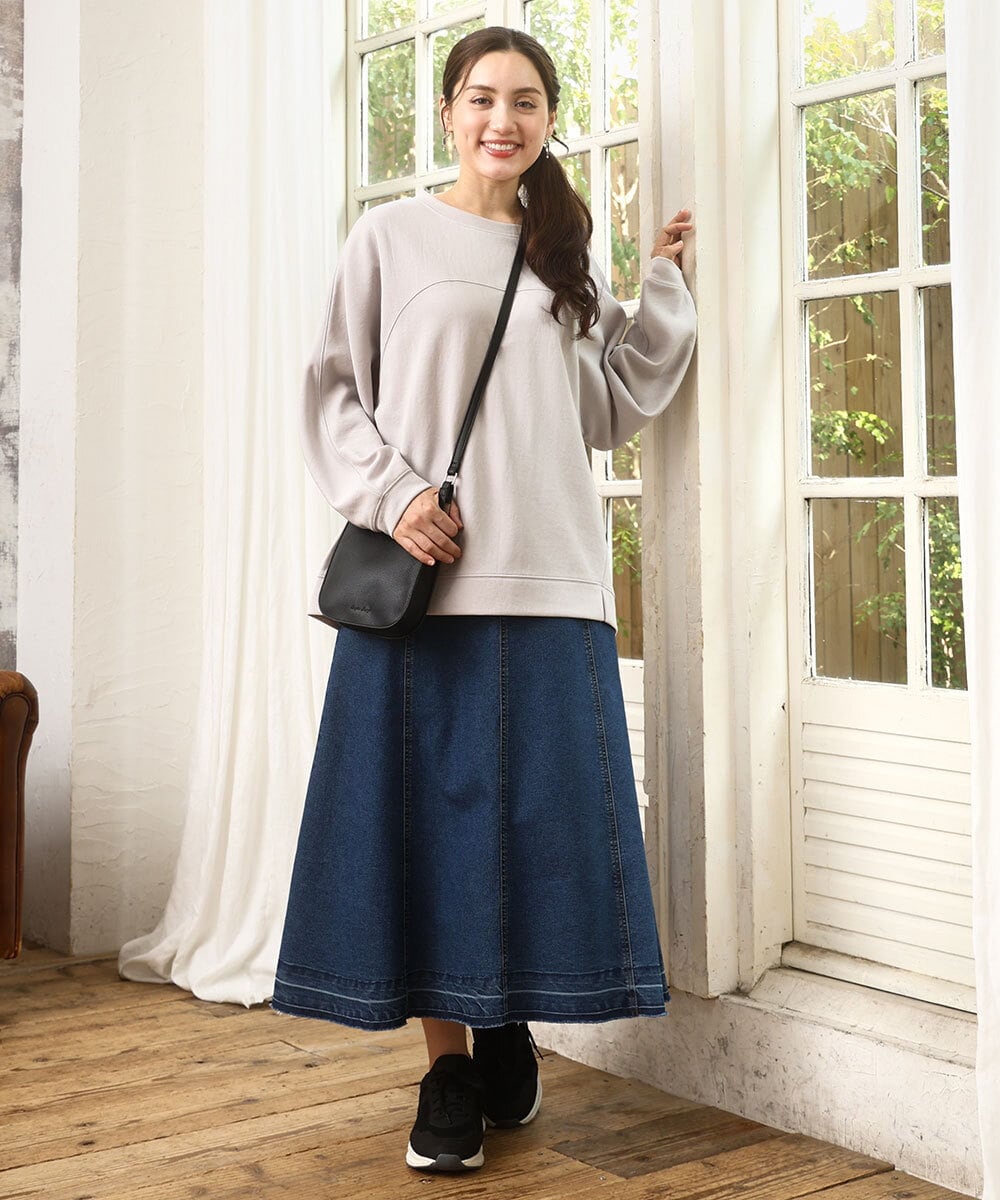 OLHKA04109 eur3(エウルキューブ) 【大きいサイズ】ストレッチデニムロングスカート ネイビー(57)