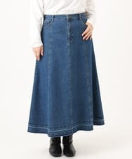OLHKA04109 eur3(エウルキューブ) 【大きいサイズ】ストレッチデニムロングスカート ネイビー(57)