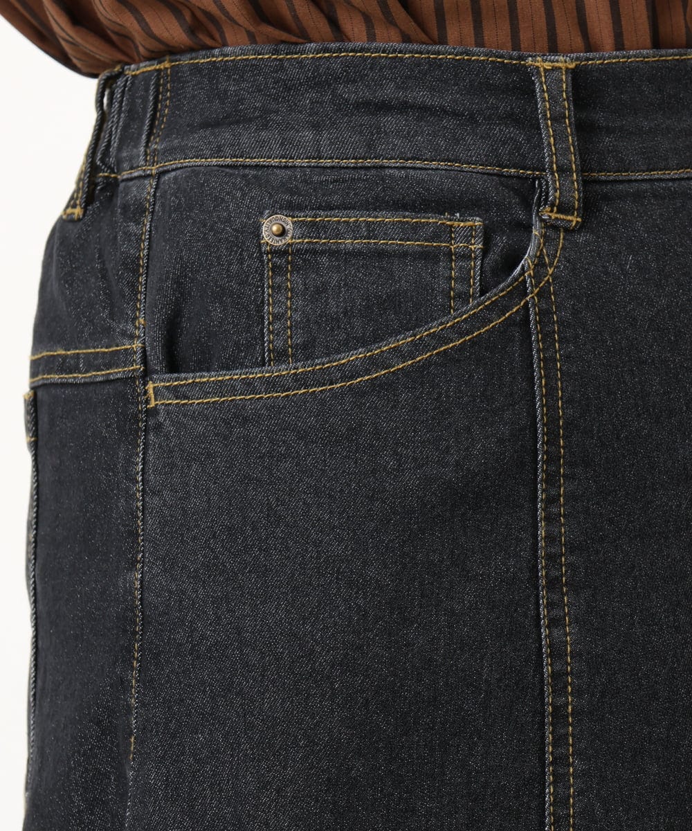 OLHKA04109 eur3(エウルキューブ) 【大きいサイズ】ストレッチデニムロングスカート ブラック(94)