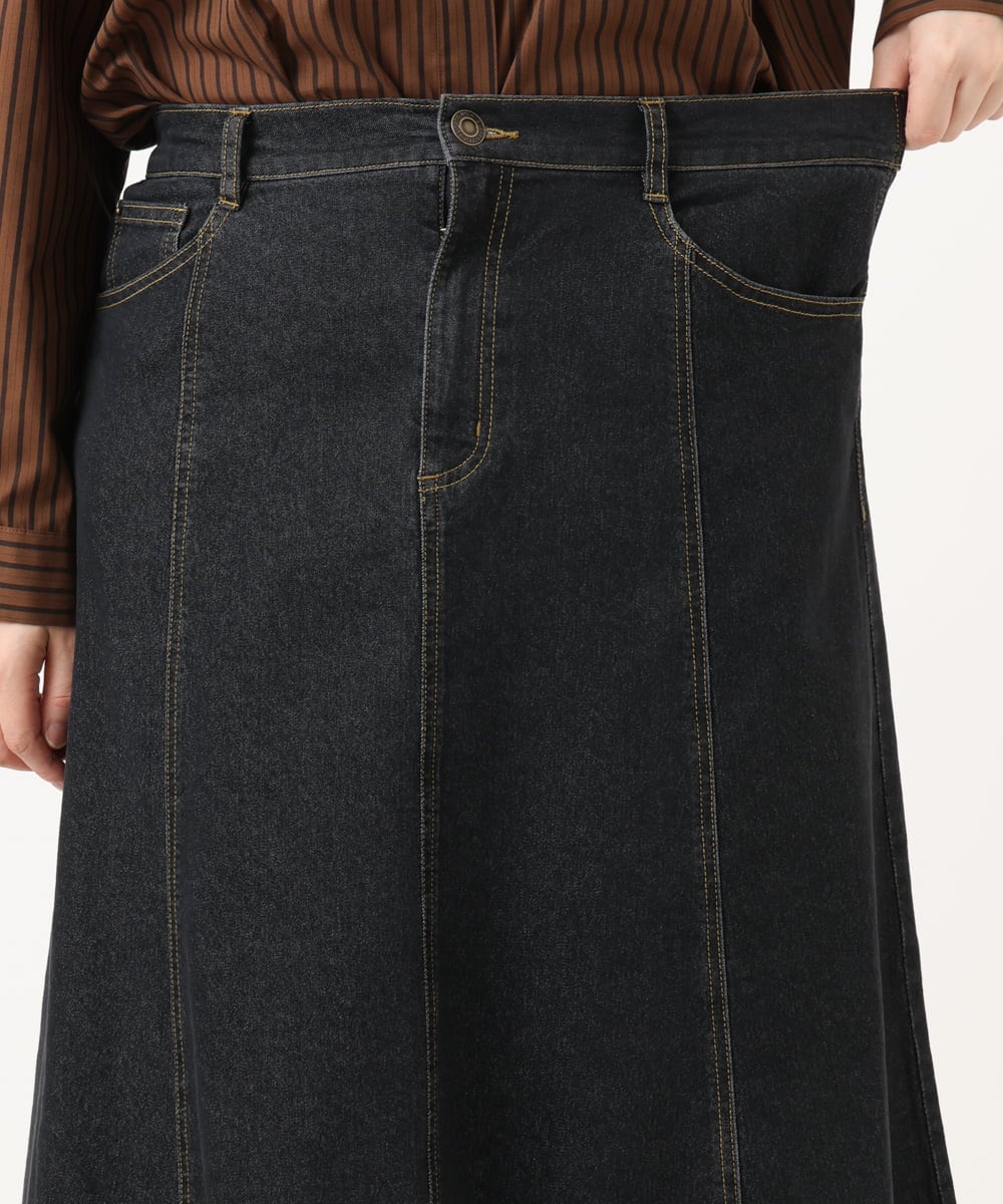 OLHKA04109 eur3(エウルキューブ) 【大きいサイズ】ストレッチデニムロングスカート ブラック(94)