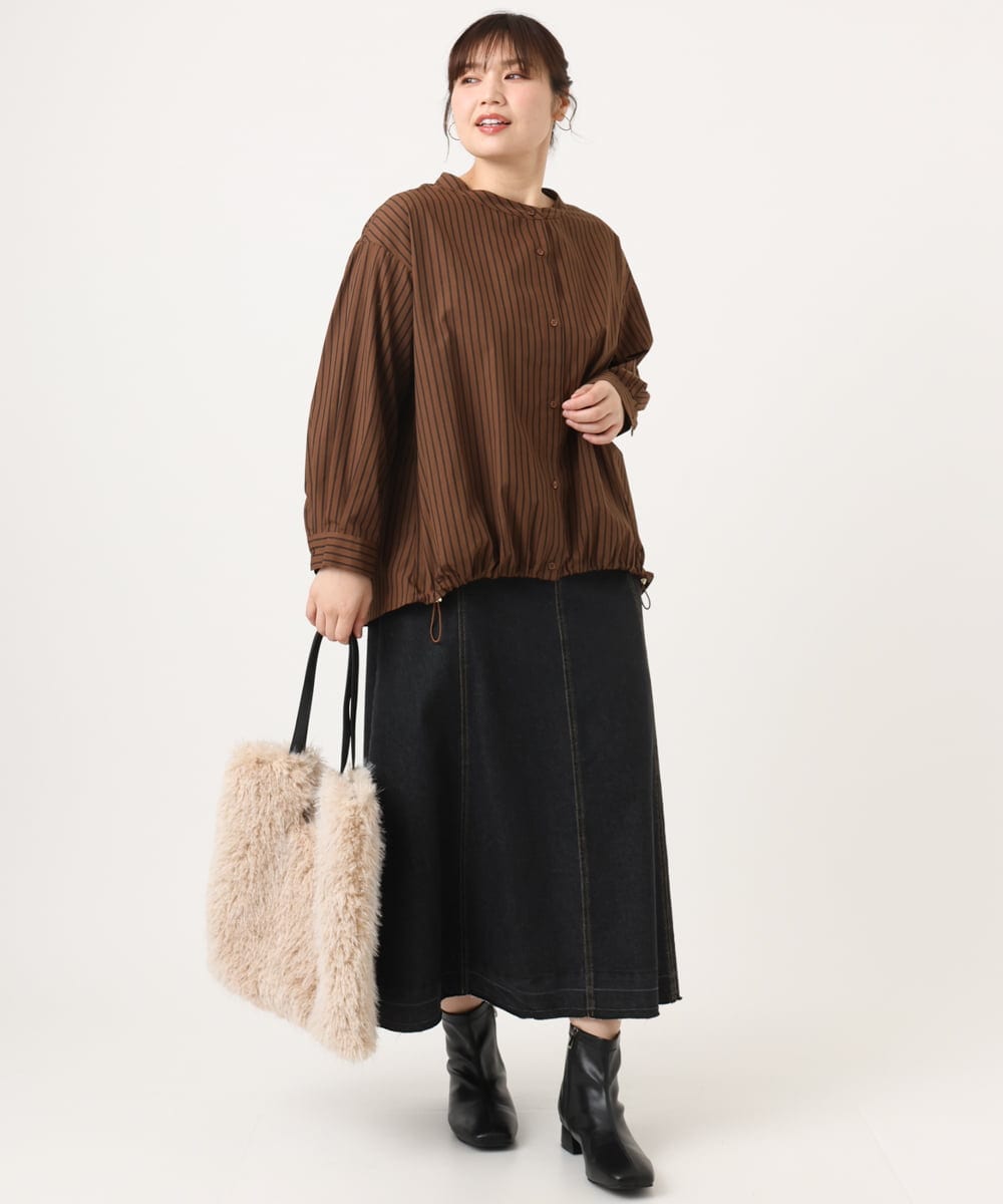 OLHKA04109 eur3(エウルキューブ) 【大きいサイズ】ストレッチデニムロングスカート ブラック(94)