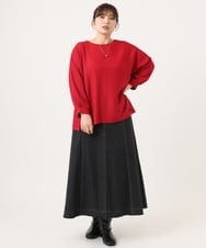 OLHKA04109 eur3(エウルキューブ) 【大きいサイズ】ストレッチデニムロングスカート ブラック(94)