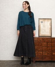 OLHKA04109 eur3(エウルキューブ) 【大きいサイズ】ストレッチデニムロングスカート ブラック(94)