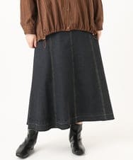 OLHKA04109 eur3(エウルキューブ) 【大きいサイズ】ストレッチデニムロングスカート ブラック(94)