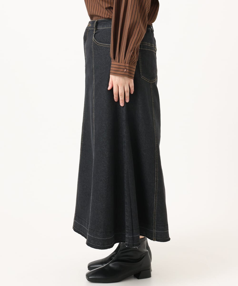 OLHKA04109 eur3(エウルキューブ) 【大きいサイズ】ストレッチデニムロングスカート ブラック(94)