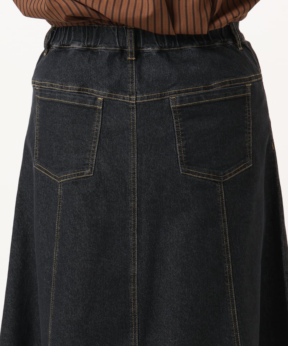 OLHKA04109 eur3(エウルキューブ) 【大きいサイズ】ストレッチデニムロングスカート ブラック(94)