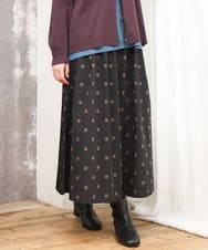 OLHKD09129 eur3(エウルキューブ) 【大きいサイズ】ドットプリントリバーシブルスカート ブラック
