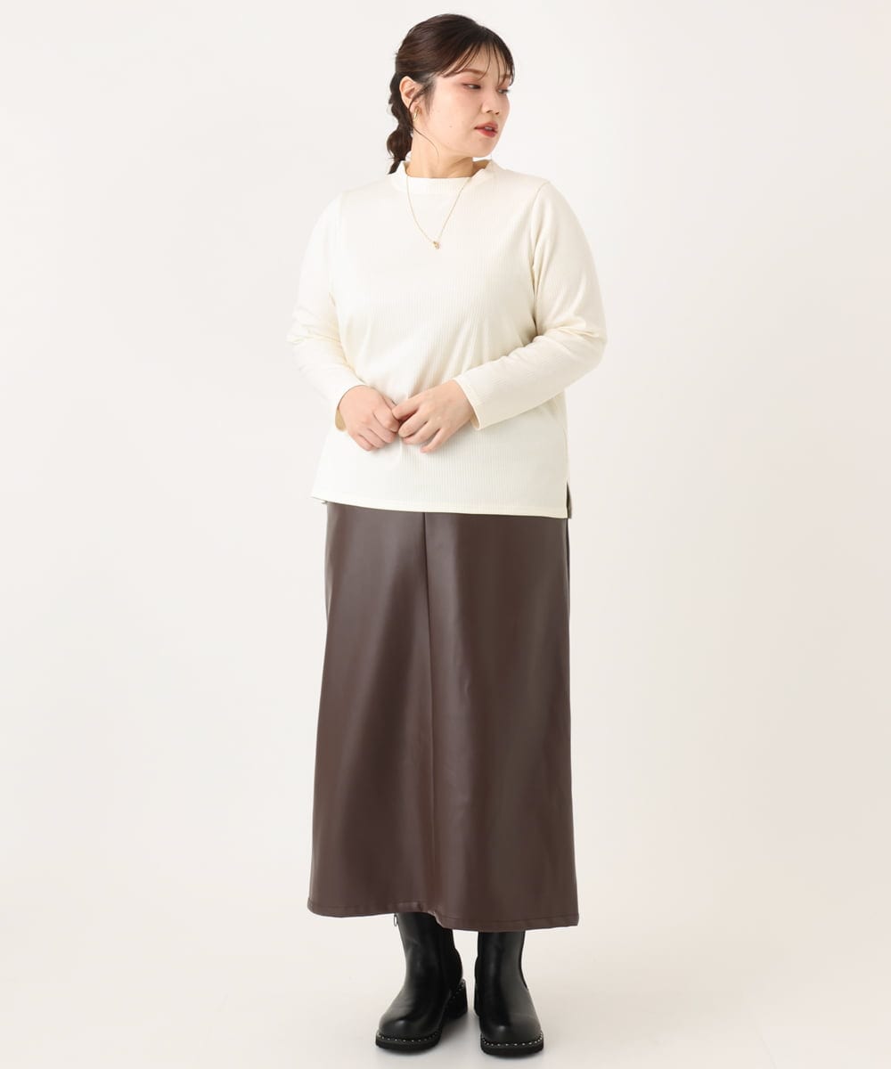 OLHLA05119 eur3(エウルキューブ) 【大きいサイズ】フェイクレザースカート ダークブラウン(87)