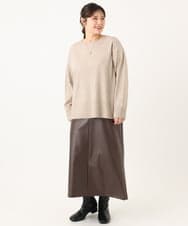 OLHLA05119 eur3(エウルキューブ) 【大きいサイズ】フェイクレザースカート ダークブラウン(87)