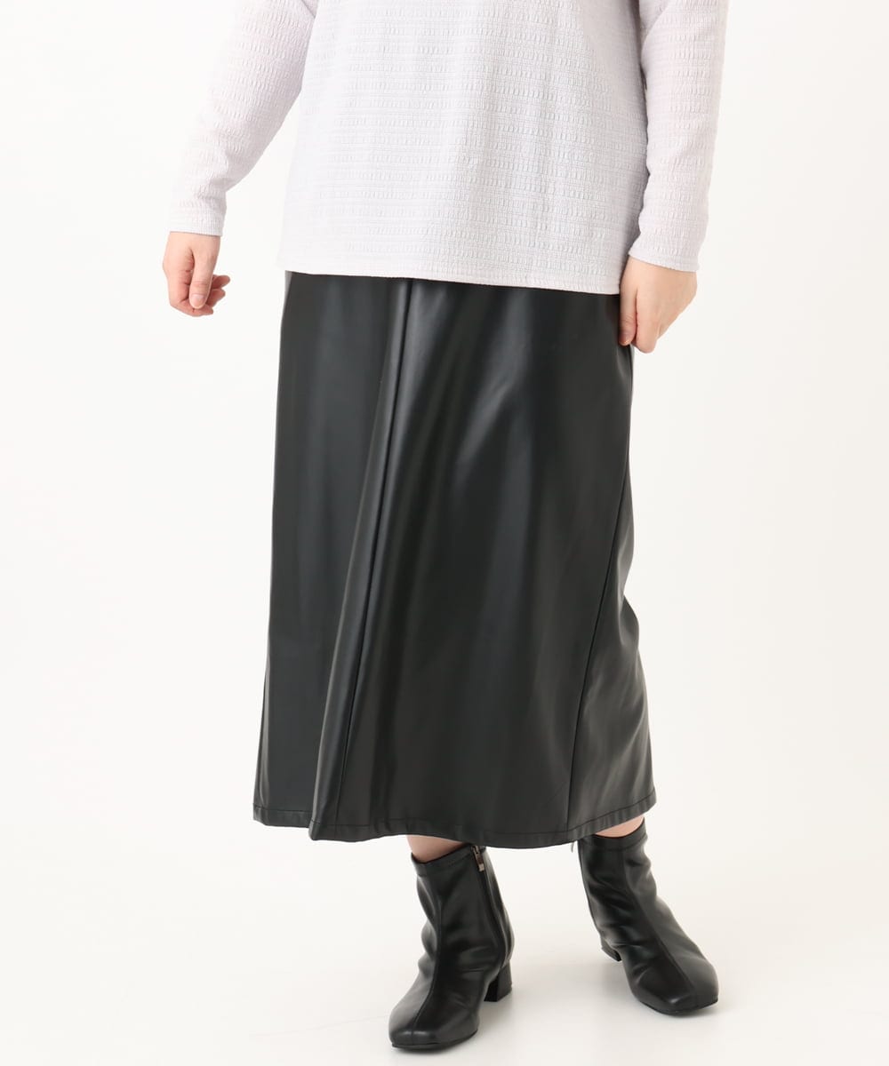 OLHLA05119 eur3(エウルキューブ) 【大きいサイズ】フェイクレザースカート ブラック(94)
