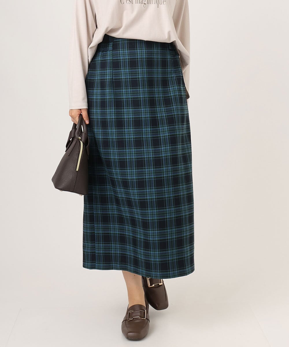 OLHLA06129 eur3(エウルキューブ) 【大きいサイズ】チェックタイトスカート グリーン(35)