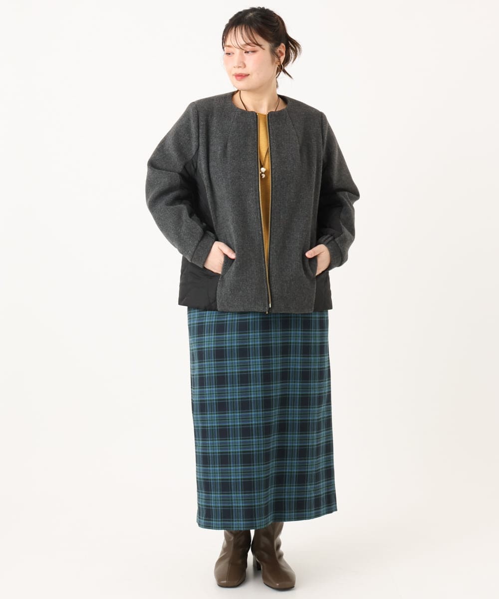 OLHLA06129 eur3(エウルキューブ) 【大きいサイズ】チェックタイトスカート グリーン(35)