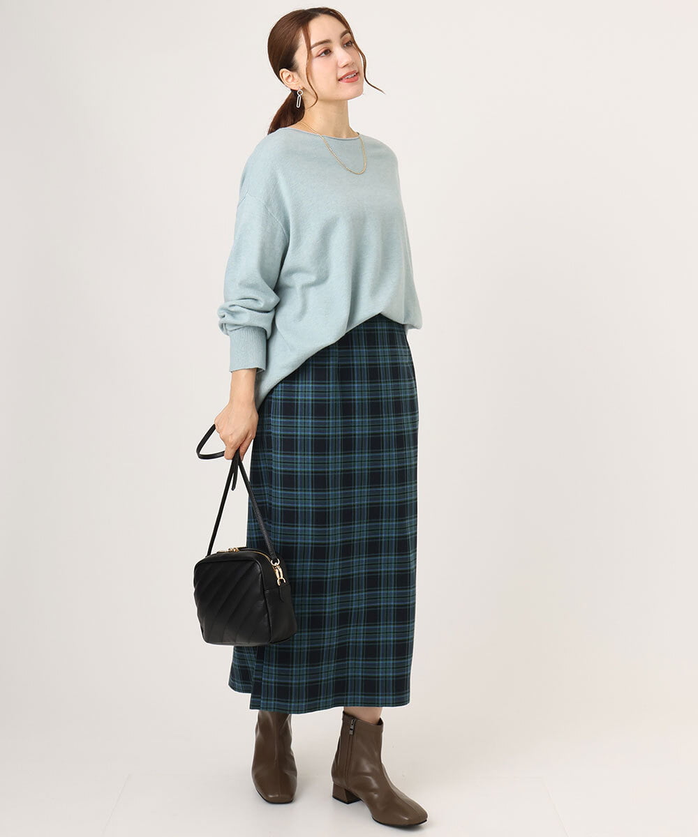 OLHLA06129 eur3(エウルキューブ) 【大きいサイズ】チェックタイトスカート グリーン(35)