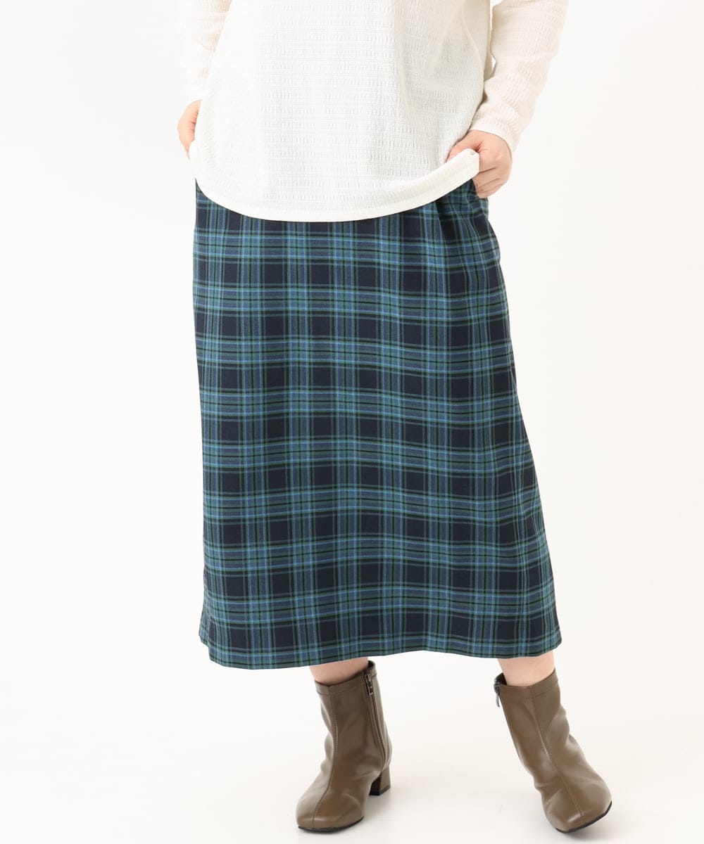 OLHLA06129 eur3(エウルキューブ) 【大きいサイズ】チェックタイトスカート グリーン(35)