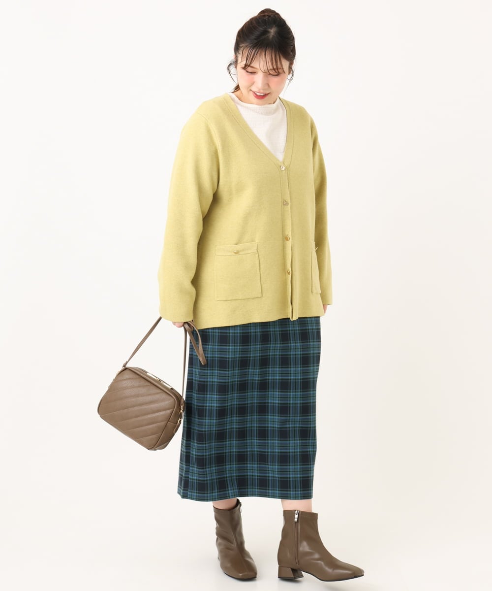 OLHLA06129 eur3(エウルキューブ) 【大きいサイズ】チェックタイトスカート グリーン(35)