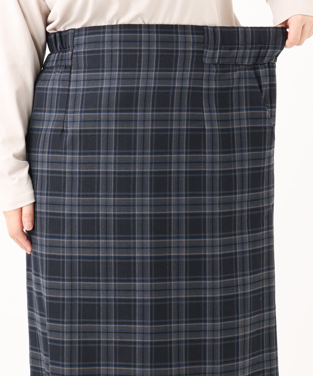 OLHLA06129 eur3(エウルキューブ) 【大きいサイズ】チェックタイトスカート ネイビー(57)