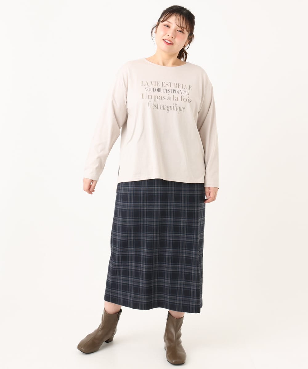 OLHLA06129 eur3(エウルキューブ) 【大きいサイズ】チェックタイトスカート ネイビー(57)
