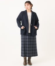 OLHLA06129 eur3(エウルキューブ) 【大きいサイズ】チェックタイトスカート ネイビー(57)