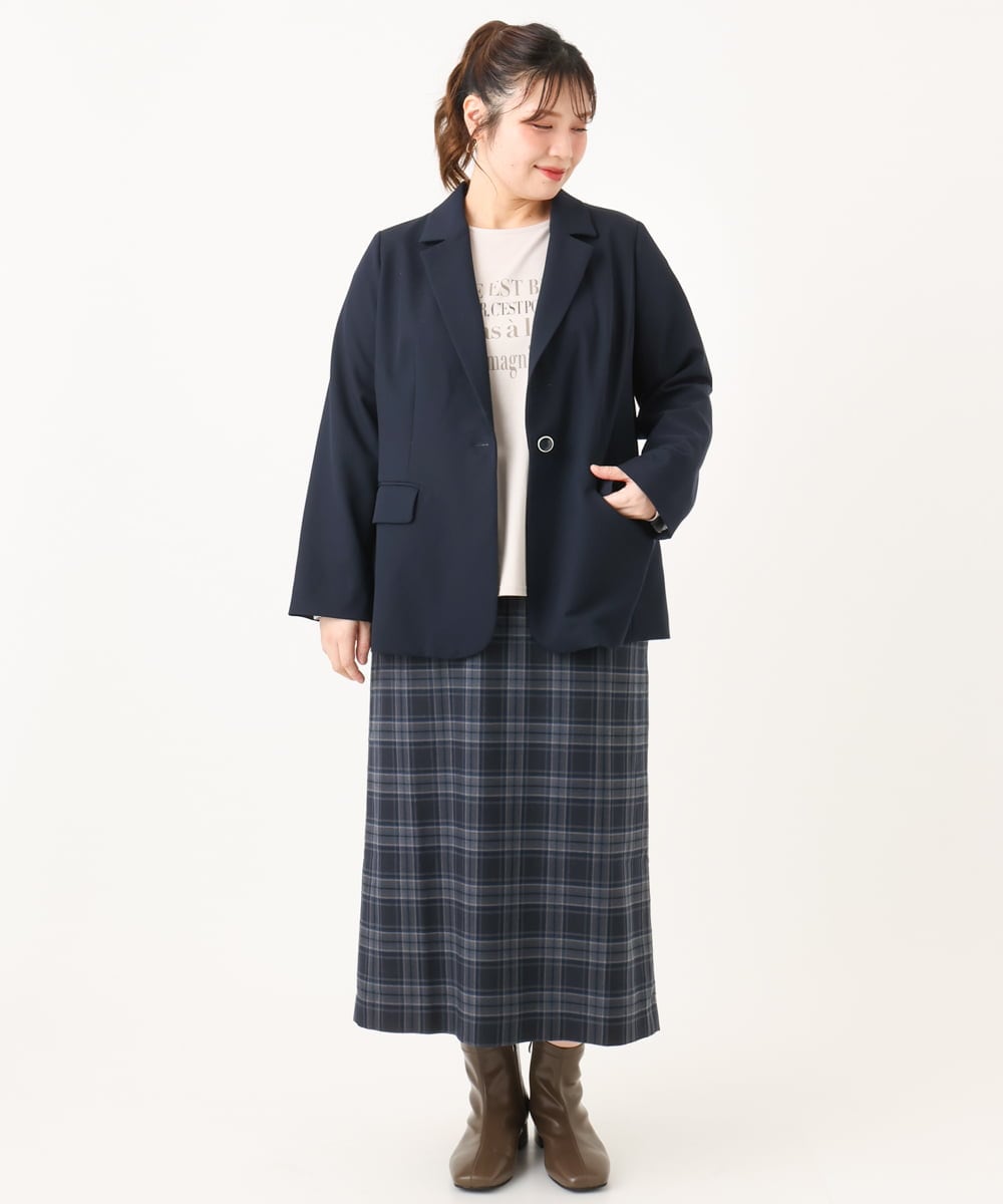 OLHLA06129 eur3(エウルキューブ) 【大きいサイズ】チェックタイトスカート ネイビー(57)