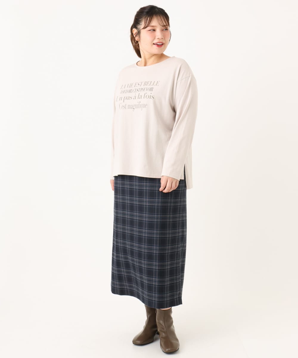 OLHLA06129 eur3(エウルキューブ) 【大きいサイズ】チェックタイトスカート ネイビー(57)