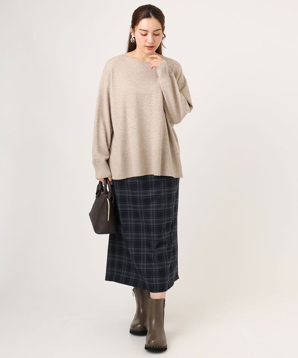 OLHLA06129 eur3(エウルキューブ) 【大きいサイズ】チェックタイトスカート ネイビー(57)