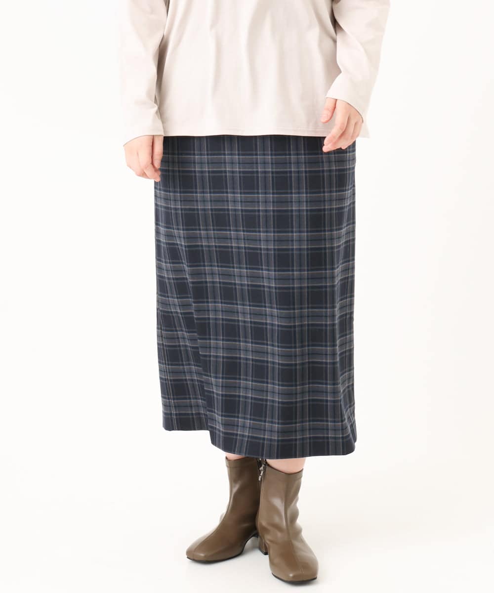 OLHLA06129 eur3(エウルキューブ) 【大きいサイズ】チェックタイトスカート ネイビー(57)