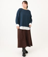 OLHLD07119 eur3(エウルキューブ) 【大きいサイズ/洗える】スエードタッチスカート ダークブラウン