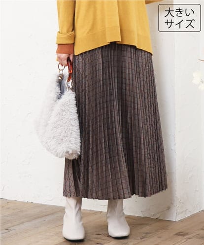 OLHLD08129 eur3 【大きいサイズ】チェックプリーツスカート