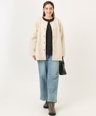 OLJAD09149 eur3(エウルキューブ) 【大きいサイズ】ブークレノーカラージャケット アイボリー(80)