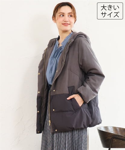 OLJAG03299 eur3 【大きいサイズ】ブロッキングダウンジャケット