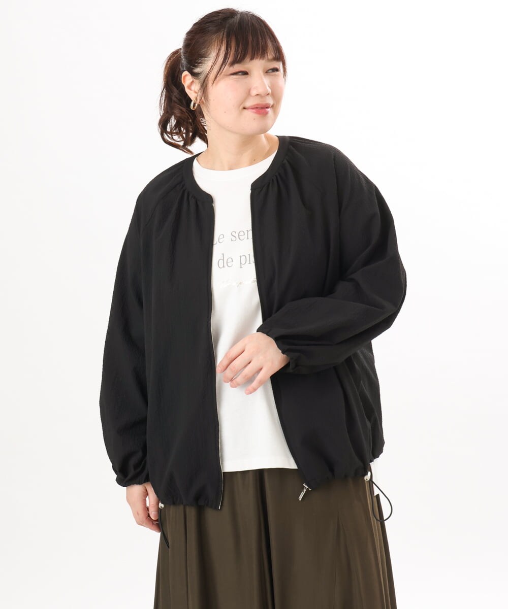OLJED08169 eur3(エウルキューブ) 【大きいサイズ】ポコポコブルゾン ブラック