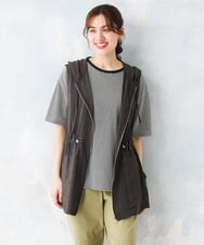 OLJFD11099 eur3(エウルキューブ) 【大きいサイズ】フーディ―ジレ ダークグレー