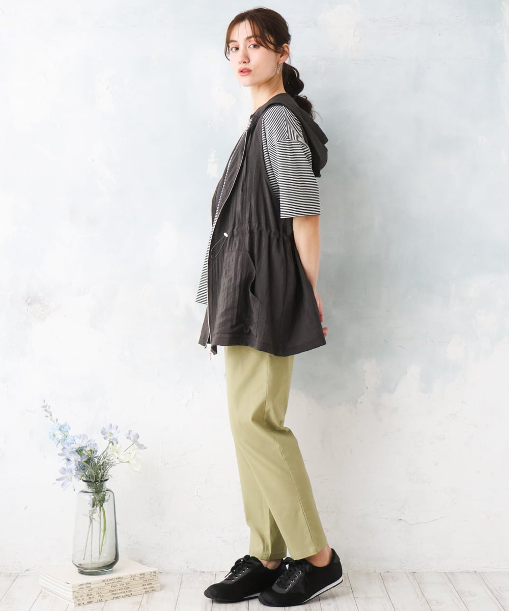 OLJFD11099 eur3(エウルキューブ) 【大きいサイズ】フーディ―ジレ ダークグレー