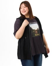 OLJFD11099 eur3(エウルキューブ) 【大きいサイズ】フーディ―ジレ ブラック