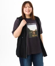 OLJFD11099 eur3(エウルキューブ) 【大きいサイズ】フーディ―ジレ ブラック
