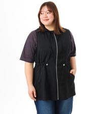 OLJFD11099 eur3(エウルキューブ) 【大きいサイズ】フーディ―ジレ ブラック