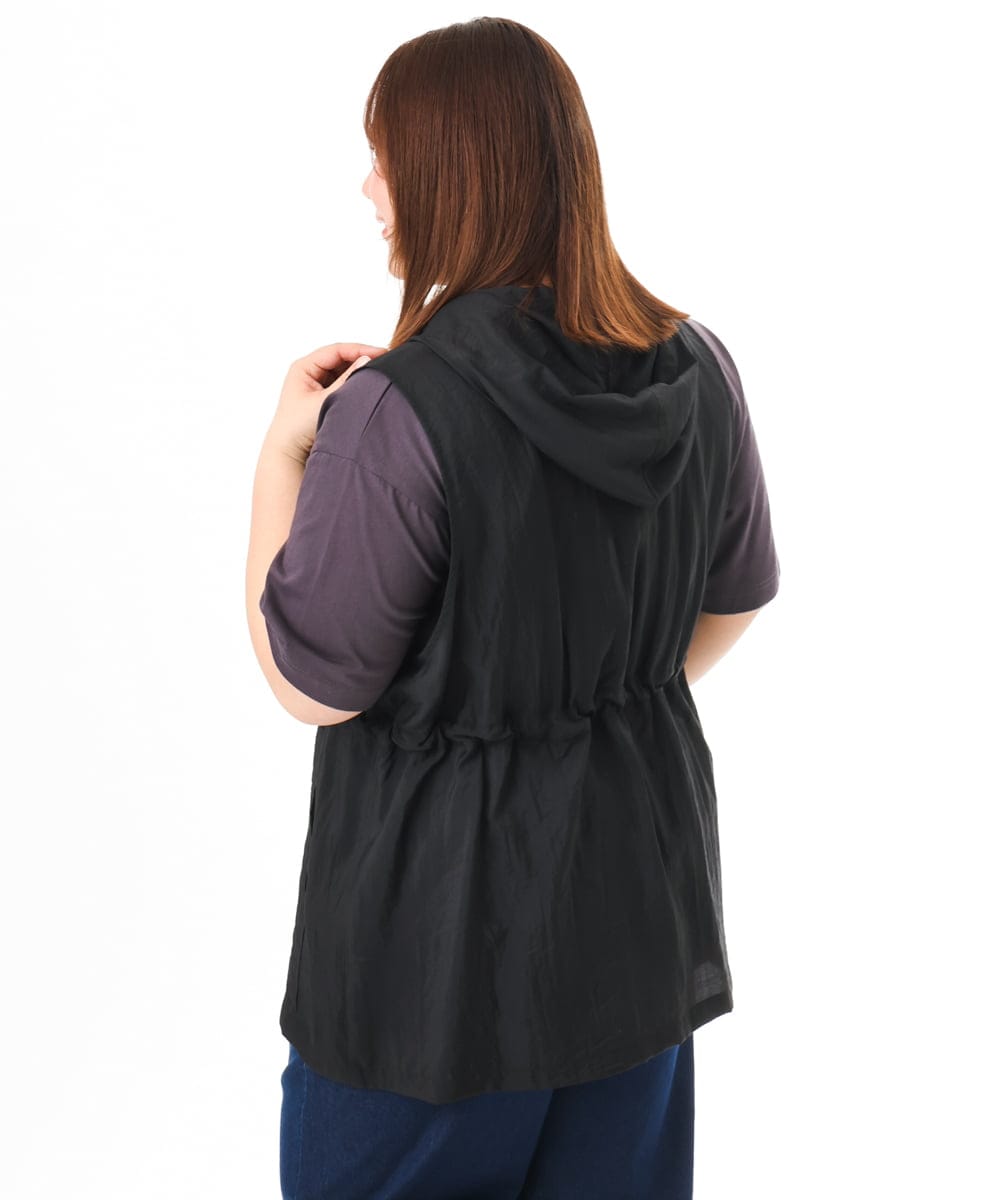OLJFD11099 eur3(エウルキューブ) 【大きいサイズ】フーディ―ジレ ブラック