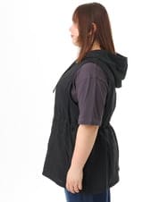 OLJFD11099 eur3(エウルキューブ) 【大きいサイズ】フーディ―ジレ ブラック