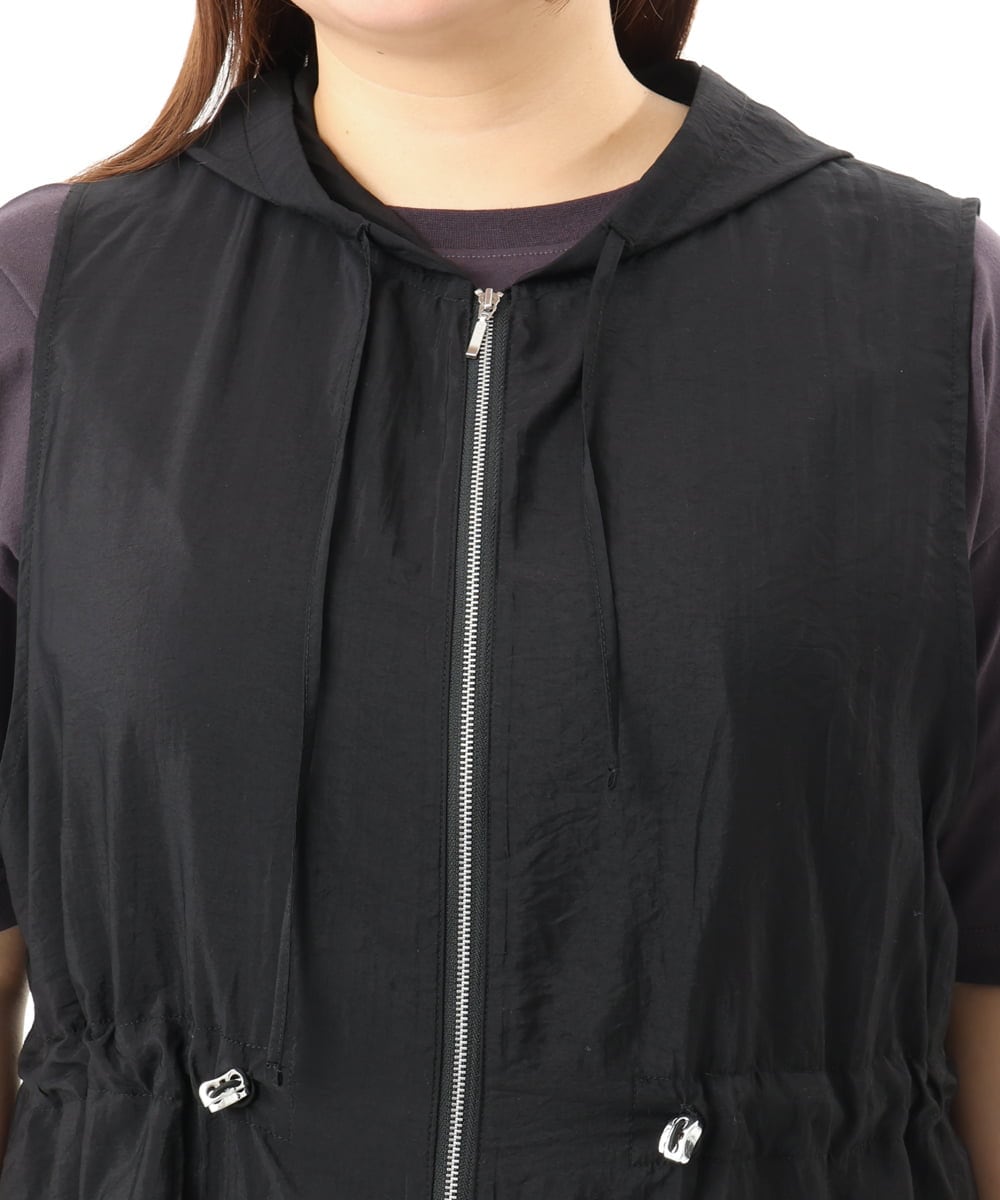 OLJFD11099 eur3(エウルキューブ) 【大きいサイズ】フーディ―ジレ ブラック