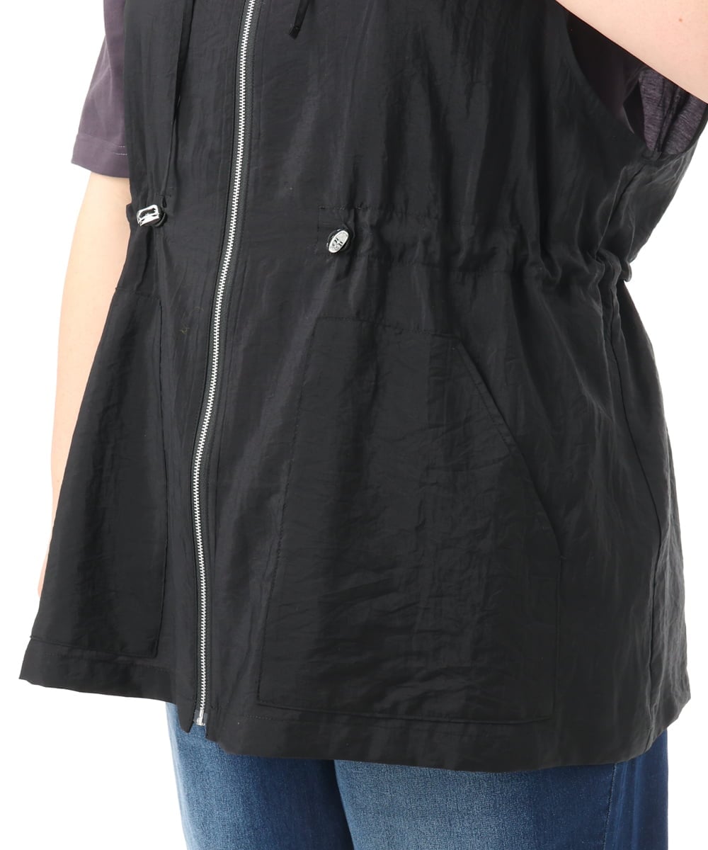 OLJFD11099 eur3(エウルキューブ) 【大きいサイズ】フーディ―ジレ ブラック