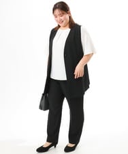 OLJGD04149 eur3(エウルキューブ) 【大きいサイズ/機能素材】洗えるカノコVネックジレ ブラック