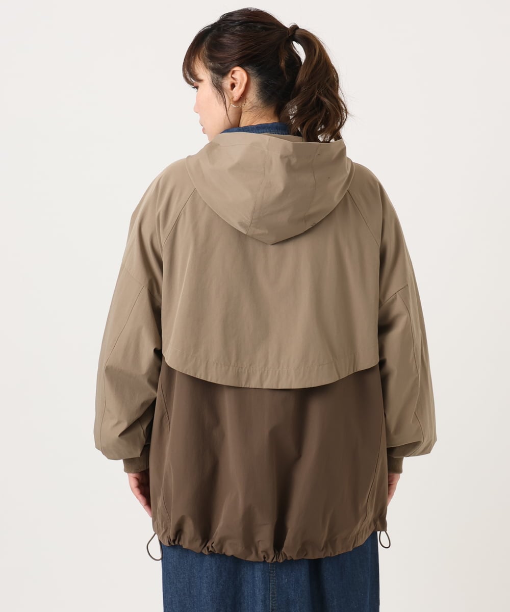 OLJKA01189 eur3(エウルキューブ) 【大きいサイズ】バイカラーフーディーブルゾン ベージュ(82)