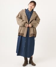 OLJKA01189 eur3(エウルキューブ) 【大きいサイズ】バイカラーフーディーブルゾン ベージュ(82)