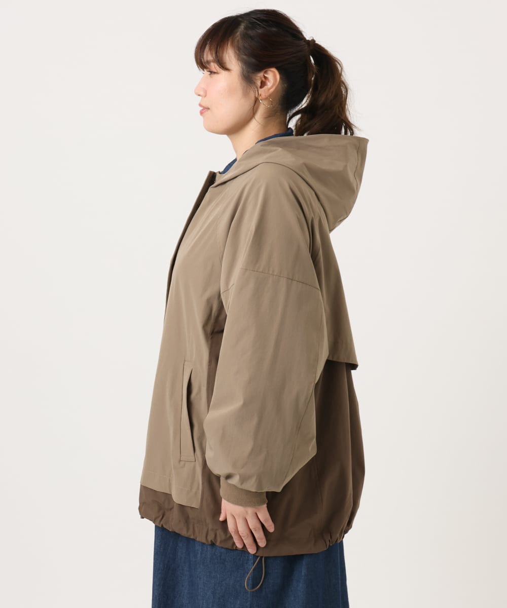 OLJKA01189 eur3(エウルキューブ) 【大きいサイズ】バイカラーフーディーブルゾン ベージュ(82)
