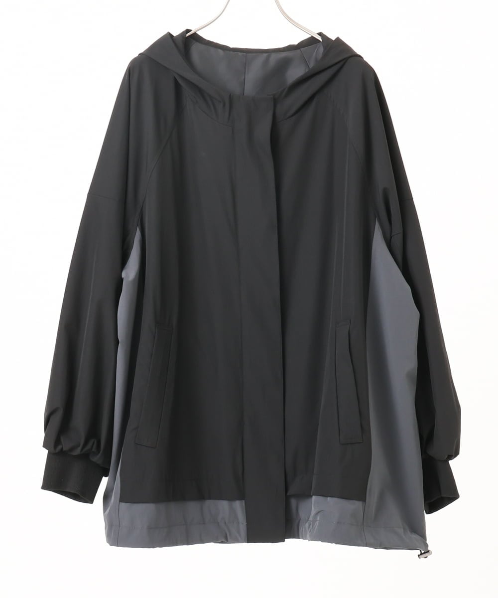 OLJKA01189 eur3(エウルキューブ) 【大きいサイズ】バイカラーフーディーブルゾン ブラック(94)