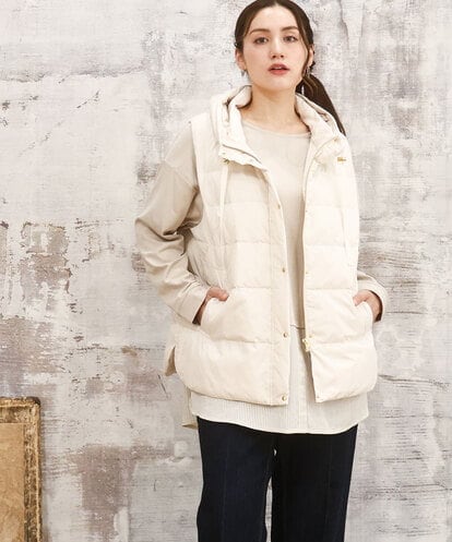 OLJKA02239 eur3 【大きいサイズ】フーディー風ダウンベスト
